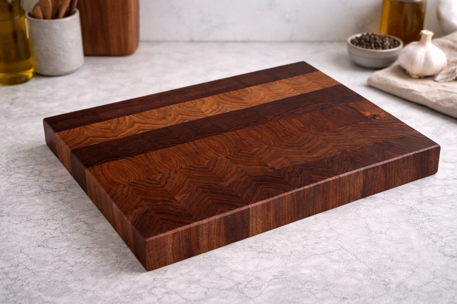 Premium walnut end-grain chopping board, handcrafted butcher block style