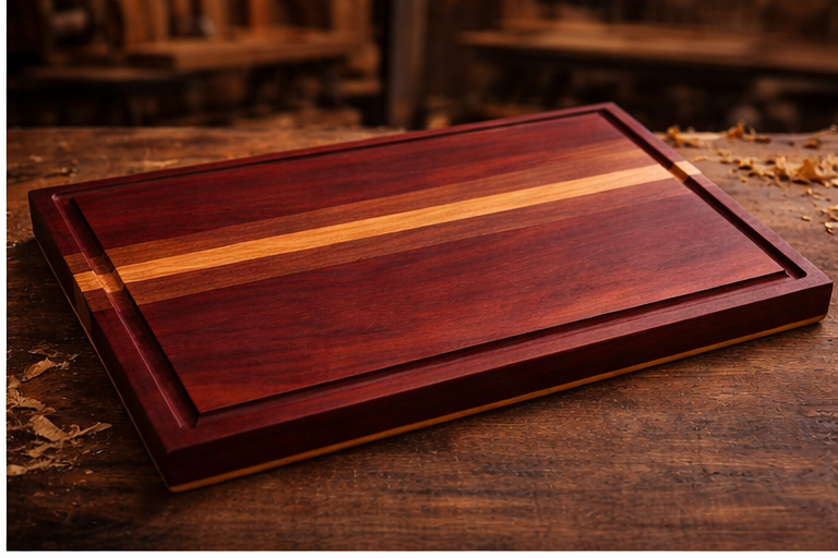 Close-up of oak walnut padauk wood grain