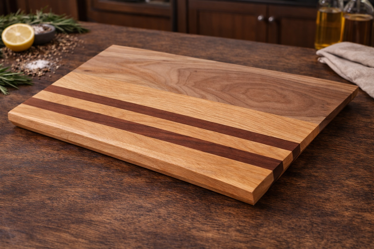 oak and walnut hardwood chopping board with juice groove